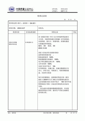 iso认证审核记录编写（iso审核表）